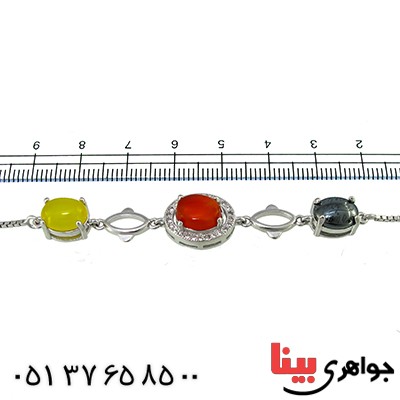 دستبند چند جواهر عقیق و حدید زنانه مدل گلسا _کد:9737