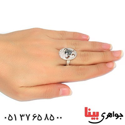 انگشتر حدید صینی زنانه درشت با دعای هفت جلاله مدل آرشیدا _کد:9751