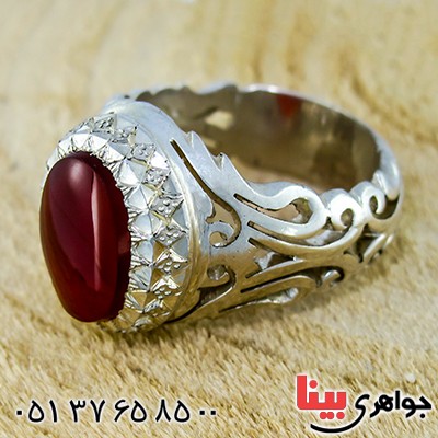 انگشتر عقیق یمنی مردانه شبکه کاری سنتی فاخر _کد:1369