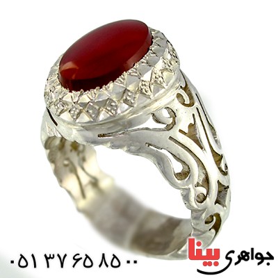 انگشتر عقیق یمنی مردانه شبکه کاری سنتی فاخر _کد:1369