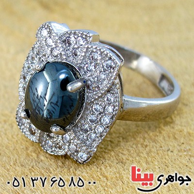 انگشتر حدید صینی زنانه درشت با دعای هفت جلاله مدل هیما _کد:9759