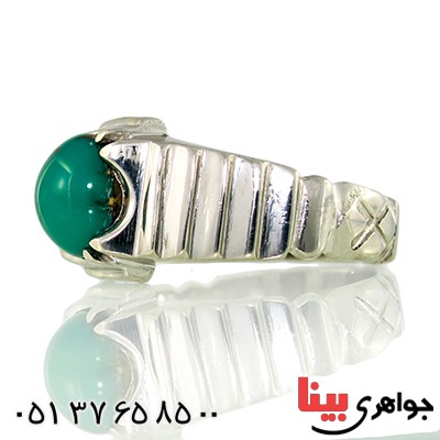 انگشتر فیروزه نیشابوری مردانه رادیوم لوکس مدل پله ای _کد:9763