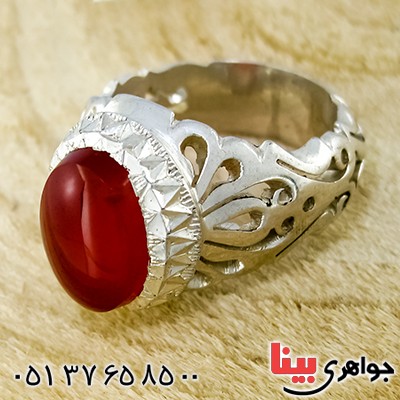 انگشتر عقیق یمنی مردانه شبکه کاری فاخر پر ستاره _کد:1373
