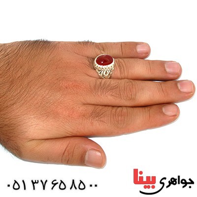 انگشتر عقیق یمنی مردانه شبکه کاری فاخر پر ستاره _کد:1373