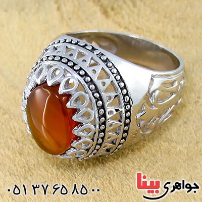 انگشتر عقیق یمنی مرغوب مردانه رادیوم لوکس شکیل _کد:9772