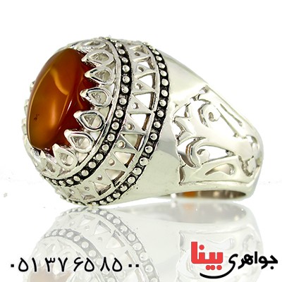 انگشتر عقیق یمنی مرغوب مردانه رادیوم لوکس شکیل _کد:9772
