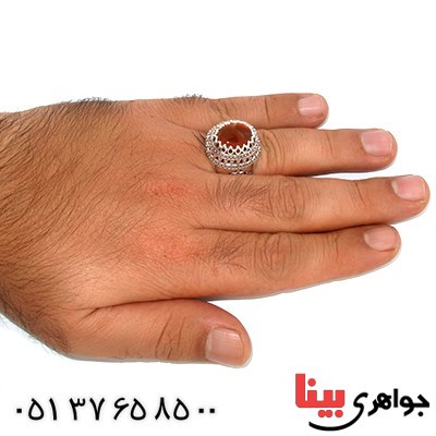 انگشتر عقیق یمنی مرغوب مردانه رادیوم لوکس شکیل _کد:9772