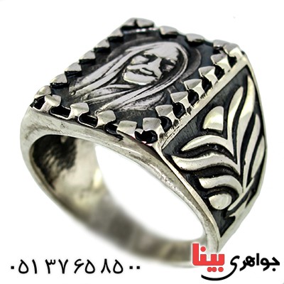 انگشتر نقره مردانه درشت با شمایل حضرت علی (ع) مربعی _کد:9777