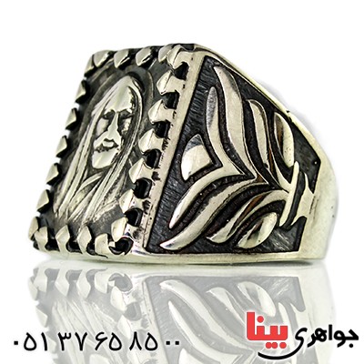 انگشتر نقره مردانه درشت با شمایل حضرت علی (ع) مربعی _کد:9777