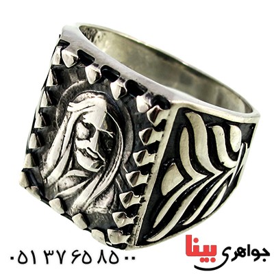 انگشتر نقره مردانه درشت با شمایل حضرت علی (ع) مربعی _کد:9777