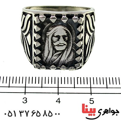 انگشتر نقره مردانه درشت با شمایل حضرت علی (ع) مربعی _کد:9777