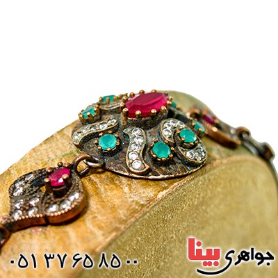 دستبند نگین رنگی زنانه عثمانی مدل عتیقه _کد:9786