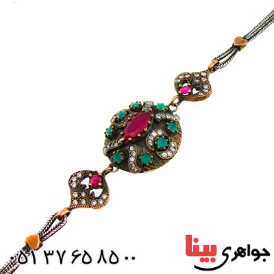 دستبند نگین رنگی زنانه عثمانی مدل عتیقه _کد:9786
