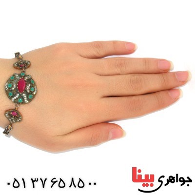 دستبند نگین رنگی زنانه عثمانی مدل عتیقه _کد:9786