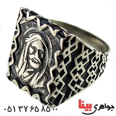 انگشتر نقره مردانه با شمایل حضرت علی (ع) مربعی _کد:9793