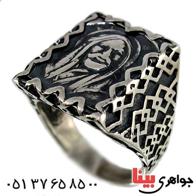 انگشتر نقره مردانه با شمایل حضرت علی (ع) مربعی _کد:9793