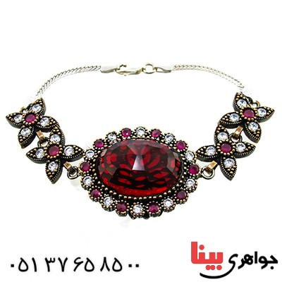 دستبند نگین سرخ یاقوتی زنانه درشت عثمانی _کد:9794