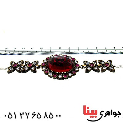 دستبند نگین سرخ یاقوتی زنانه درشت عثمانی _کد:9794