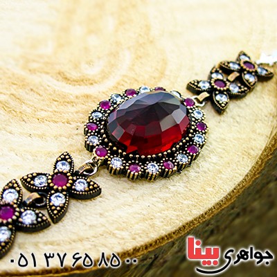 دستبند نگین سرخ یاقوتی زنانه درشت عثمانی _کد:9794