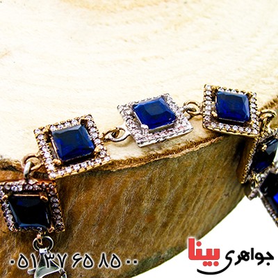 دستبند نگین آبی  زنانه عثمانی مدل شایلین _کد:9795