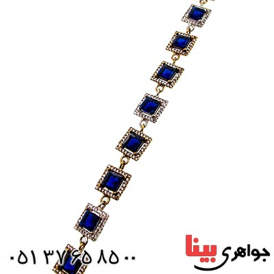 دستبند نگین آبی  زنانه عثمانی مدل شایلین _کد:9795