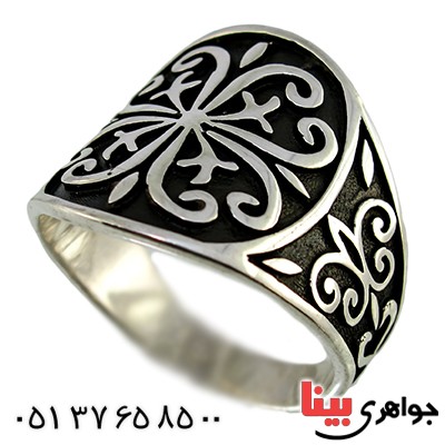 انگشتر نقره مردانه درشت سیاه قلم کلاسیک _کد:9799