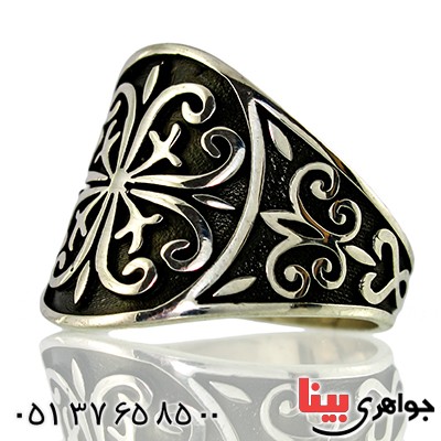 انگشتر نقره مردانه درشت سیاه قلم کلاسیک _کد:9799