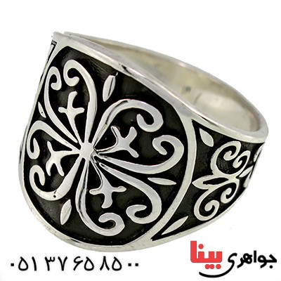 انگشتر نقره مردانه درشت سیاه قلم کلاسیک _کد:9799