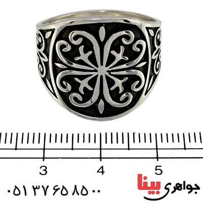 انگشتر نقره مردانه درشت سیاه قلم کلاسیک _کد:9799
