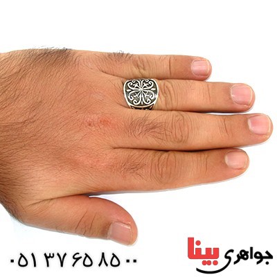 انگشتر نقره مردانه درشت سیاه قلم کلاسیک _کد:9799