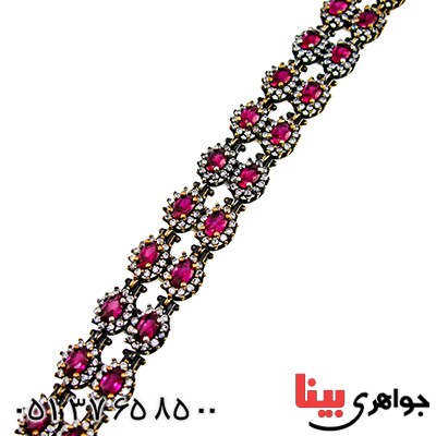 دستبند نگین سرخ یاقوتی زنانه عثمانی مدل روژان _کد:9801