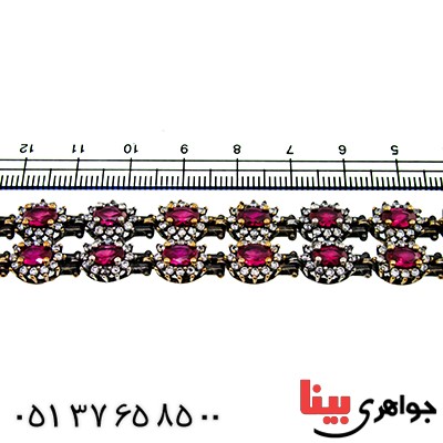 دستبند نگین سرخ یاقوتی زنانه عثمانی مدل روژان _کد:9801