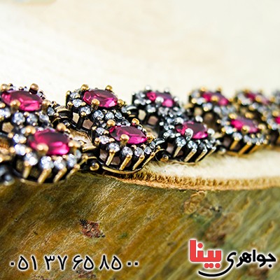 دستبند نگین سرخ یاقوتی زنانه عثمانی مدل روژان _کد:9801