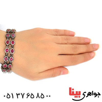 دستبند نگین سرخ یاقوتی زنانه عثمانی مدل روژان _کد:9801