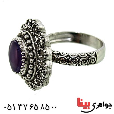 انگشتر عقیق یمنی کبود زنانه رادیوم لوکس فاخر سلطنتی _کد:9804