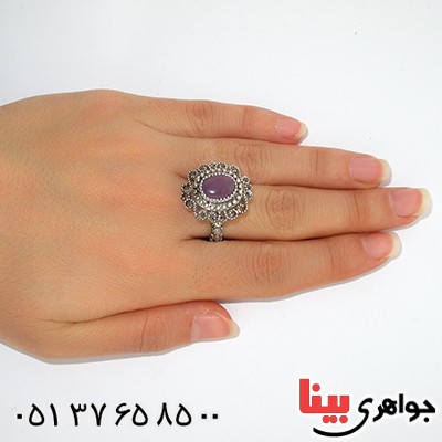 انگشتر عقیق یمنی کبود زنانه رادیوم لوکس فاخر سلطنتی _کد:9804