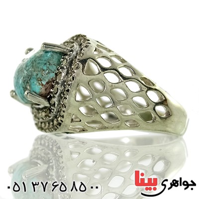 انگشتر فیروزه نیشابوری زنانه درشت رادیوم لوکس مارکازیتی _کد:9808