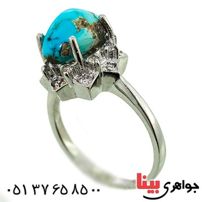 انگشتر فیروزه نیشابوری تک زنانه مدل گلناز _کد:9811