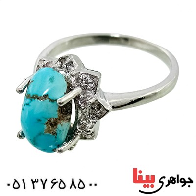 انگشتر فیروزه نیشابوری تک زنانه مدل گلناز _کد:9811