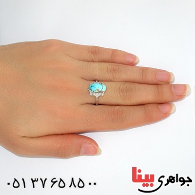انگشتر فیروزه نیشابوری تک زنانه مدل گلناز _کد:9811