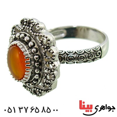 انگشتر عقیق یمنی زنانه رادیوم لوکس فاخر سلطنتی _کد:9812