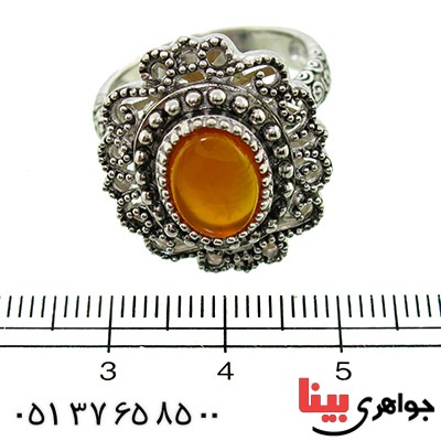 انگشتر عقیق یمنی زنانه رادیوم لوکس فاخر سلطنتی _کد:9812