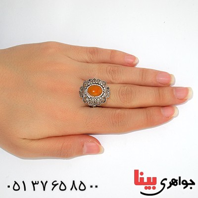 انگشتر عقیق یمنی زنانه رادیوم لوکس فاخر سلطنتی _کد:9812