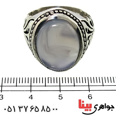 انگشتر عقیق یمنی کبود لایه ای درشت مردانه اسلیمی _کد:9814