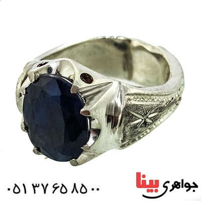 انگشتر یاقوت کبود مردانه کلاسیک درشت _کد:1379