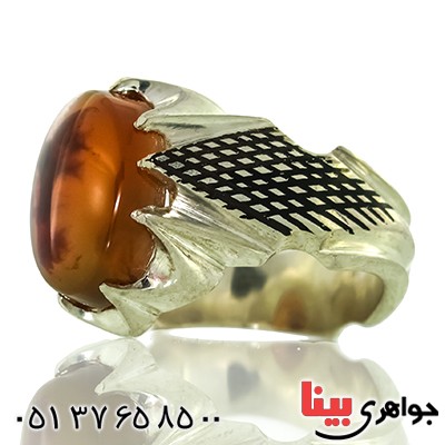 انگشتر عقیق یمنی شجری بسیار تک و مرغوب مردانه سوهانی درشت فاخر _کد:1380