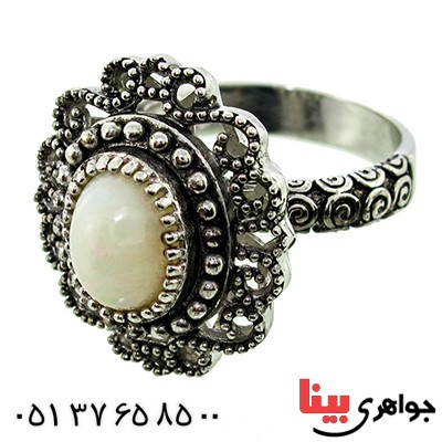 انگشتر اوپال هفت رنگ زنانه رادیوم لوکس درشت فاخر _کد:9818