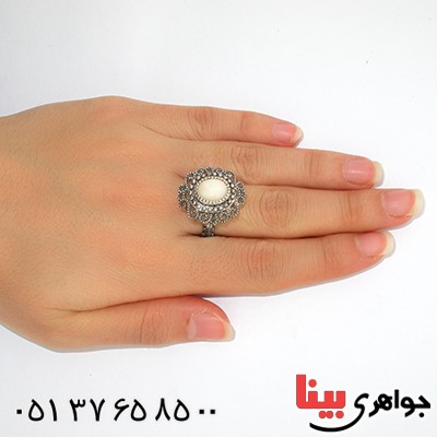انگشتر اوپال هفت رنگ زنانه رادیوم لوکس درشت فاخر _کد:9818