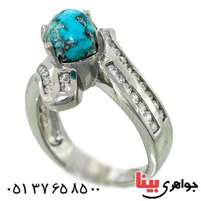 انگشتر فیروزه نیشابوری زنانه رادیوم لوکس مدل حوریا _کد:9820