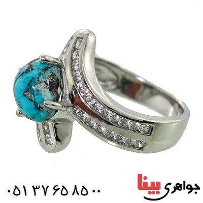 انگشتر فیروزه نیشابوری زنانه رادیوم لوکس مدل حوریا _کد:9820